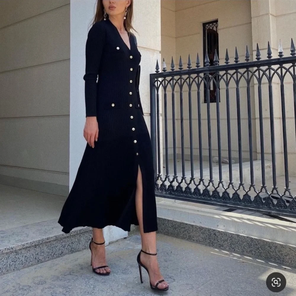 Sandro Paris Jannel Long Button-Up Cardigan Maxi Dress